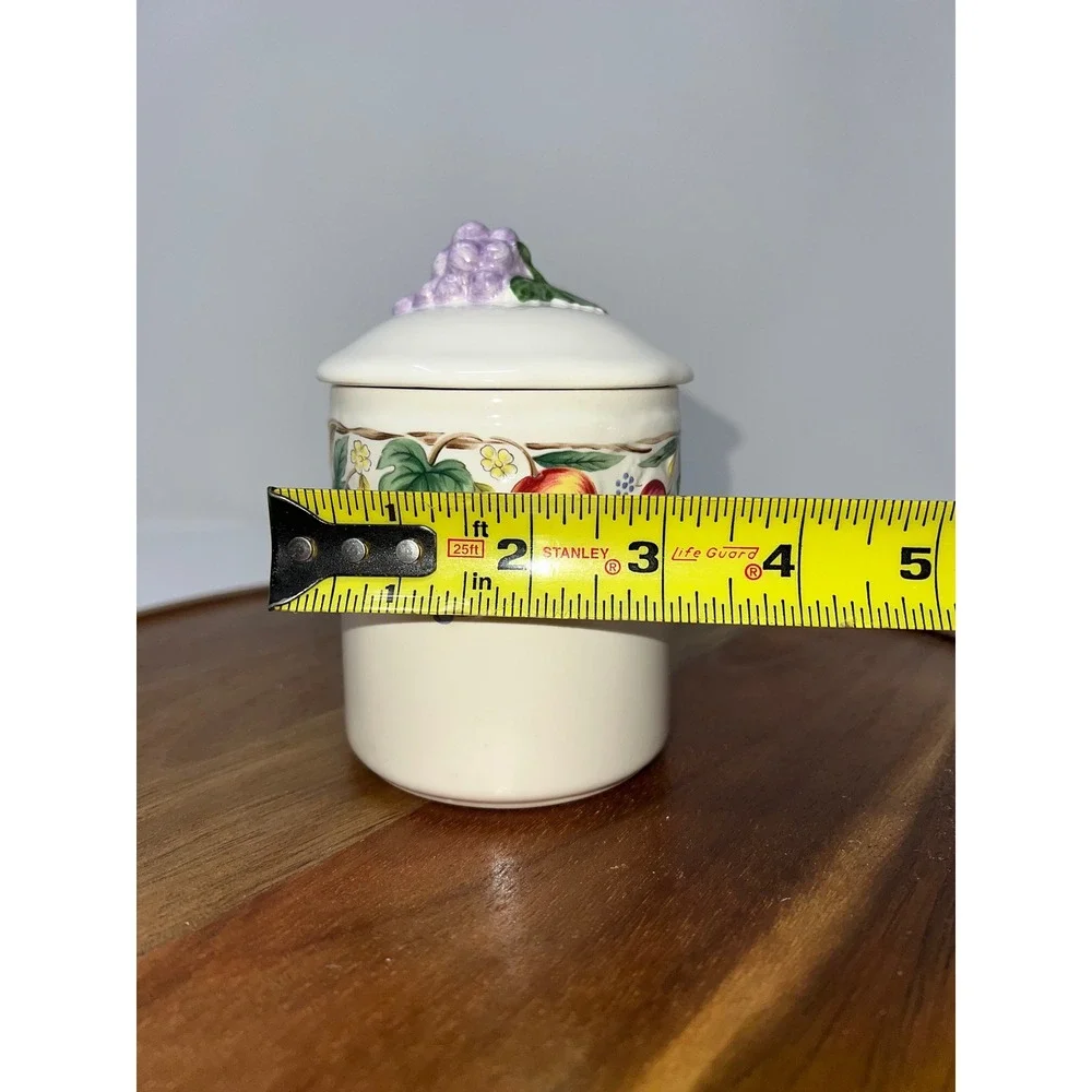 Ceramic Fruit Jar with Grape Lid Kitchen Storage Container